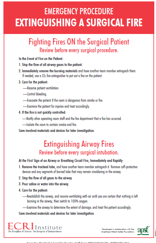 Emergency Procedure for Extinguishing a Surgical Fire