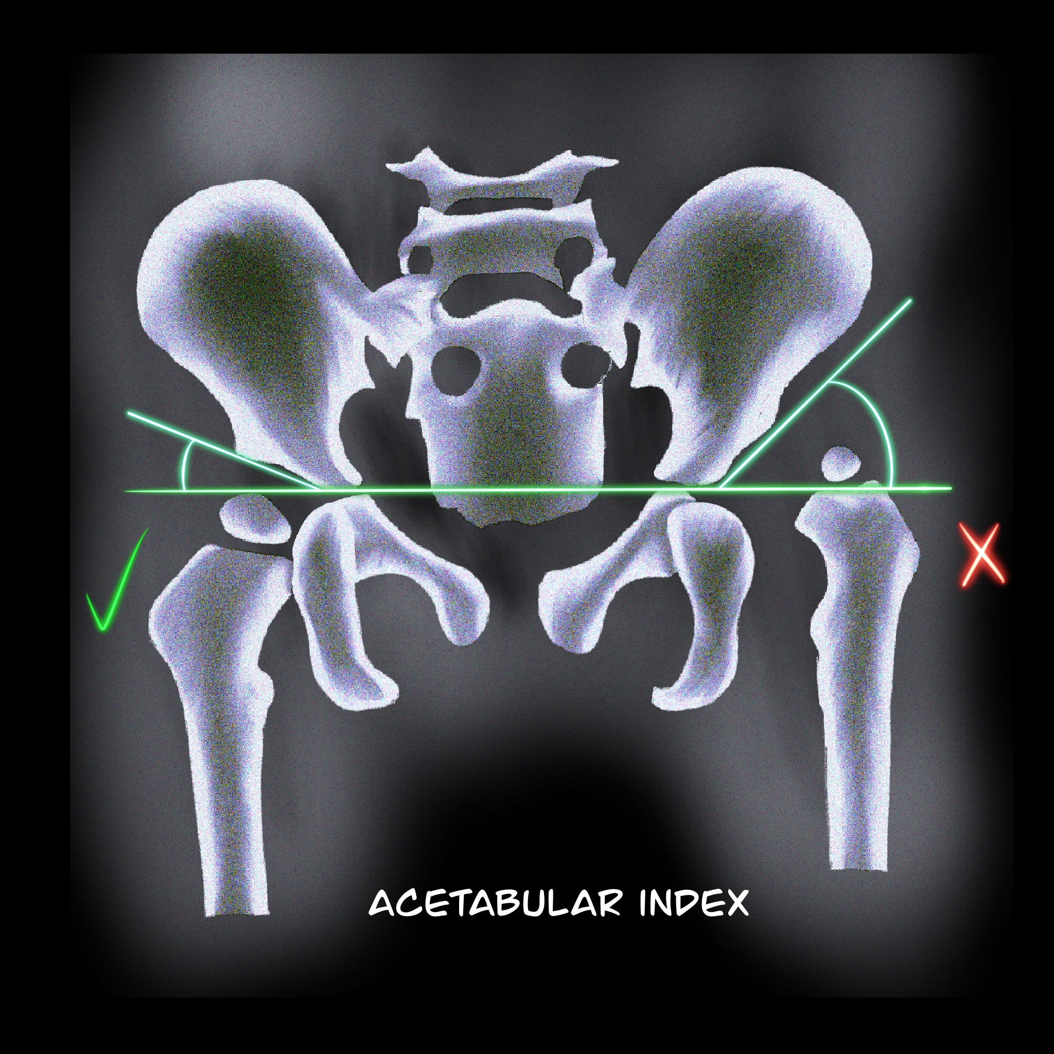 Figure 4: The normal index is less than <35° at birth and <25° at age one.