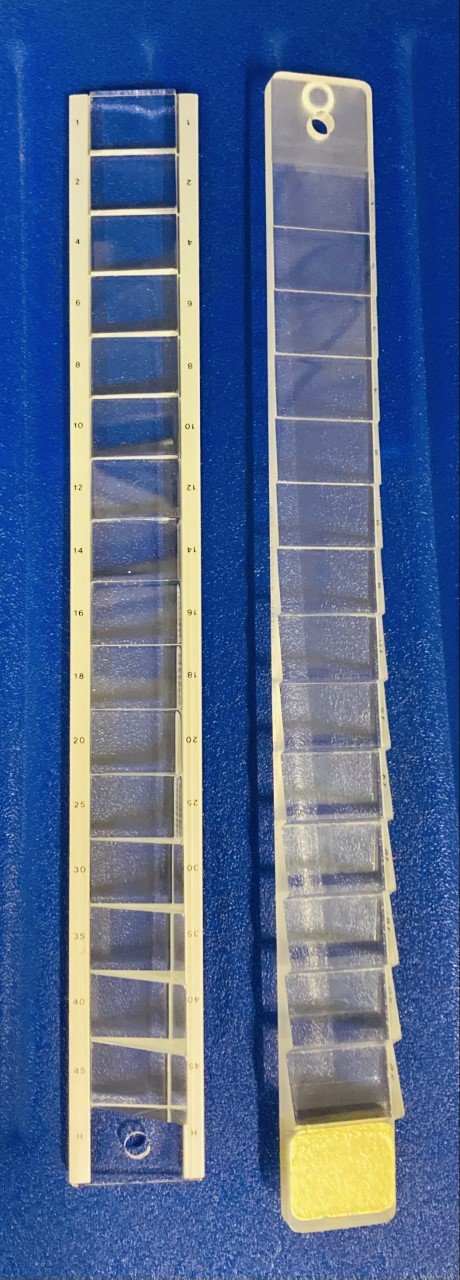 Prism bars used to test for ocular deviation and strabismus.